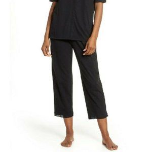 NWT! Naked Intimate Women's Sz L Black 100% Peruvian Cotton Cropped Pajama Pants